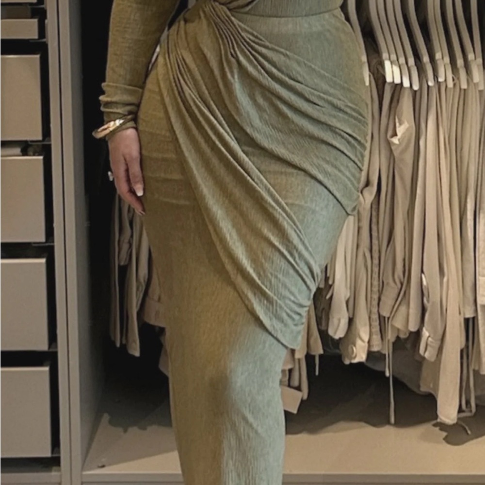 JLUXLABEL Olive Green Gathered skirt